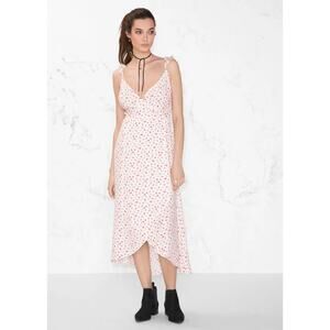 & Other Stories Floral Midi Wrap Dress White Red Print Size 10 Cottagecore